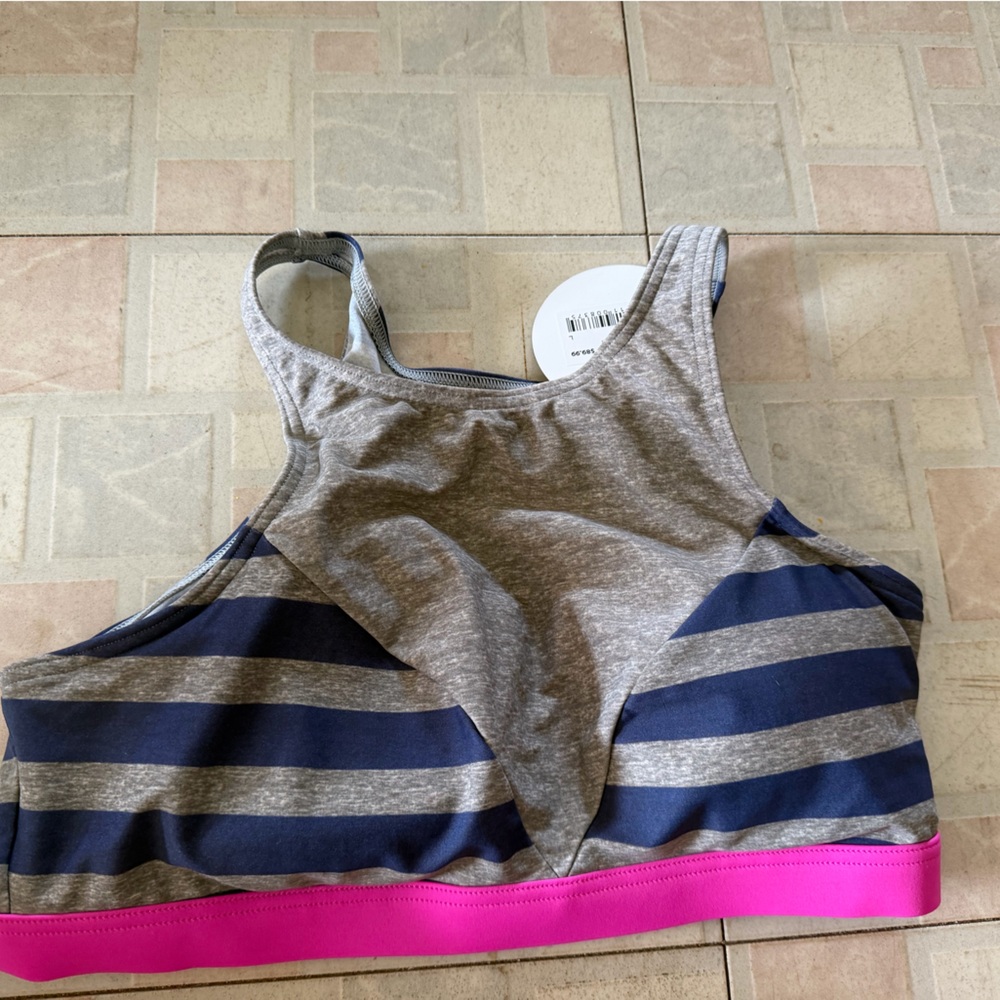 NWT Neon Tide Athletic Swim Top with Pink Band - Womens Size Large